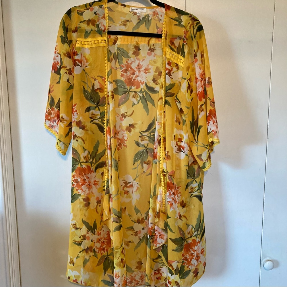 Yellow, floral chiffon topper